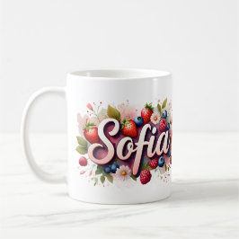 Caneca De Café Berry Floral Name Mug Personalizado - "Sofia"