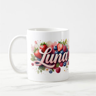 Caneca De Café Berry Floral Nome Personalizado Mug - Luna