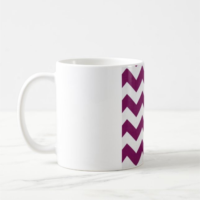 Caneca De Café Berry Roxo Chevron – Ziguezague Branco Texturizado (Esquerda)