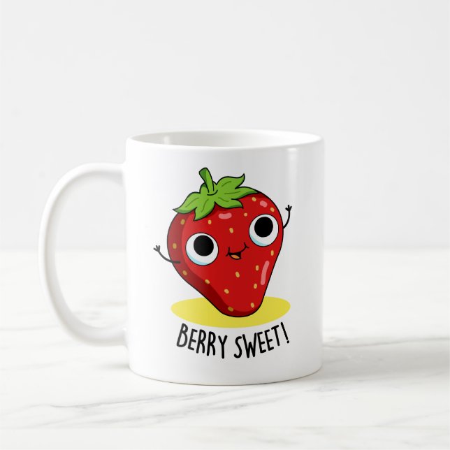 Caneca De Café Berry Sweet Funny Strawberry Pun (Esquerda)