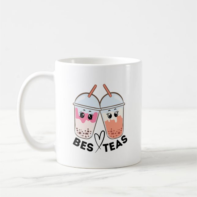Caneca De Café Bes-teas Engraçado Chá BFF Bestie (Esquerda)