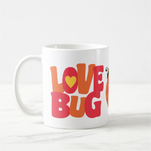 Caneca De Café Besouro do Amor Laranja e Joaninha Rosa Coração de