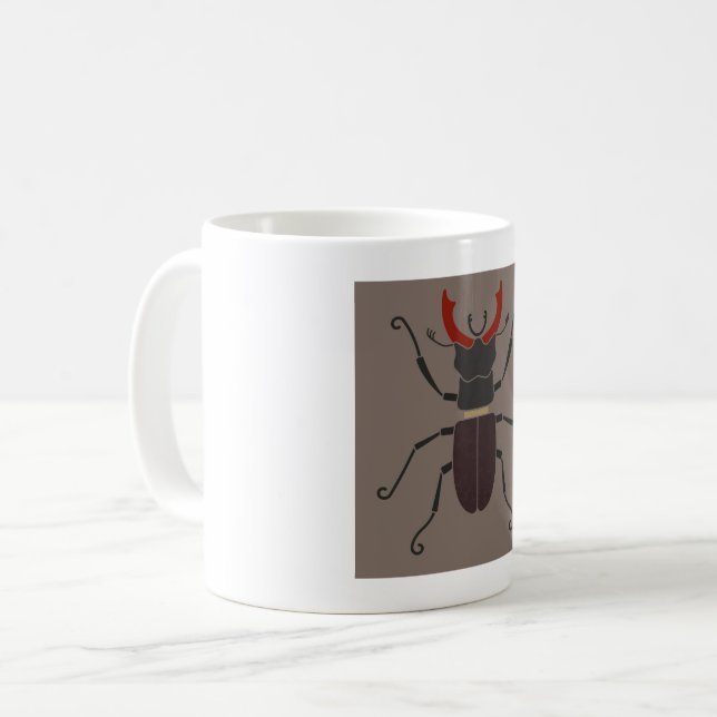 Caneca De Café Besouro Veado Ousado Minimalista Inseto (Frente Esquerda)