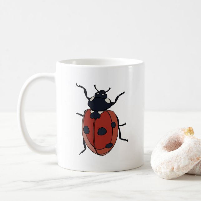 Caneca De Café Besouros Insetam Besouros Ladybug (Com Donut)