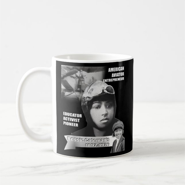 Caneca De Café Bessie Coleman Dark (Esquerda)