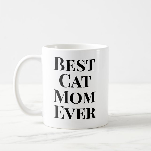 Caneca De Café Best Cat Mom Ever Text‑Only Cat (Esquerda)
