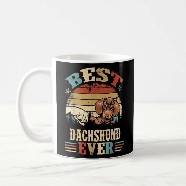 Caneca De Café Best Dachshund Dad Ever Retro Fathers Day  (Esquerda)