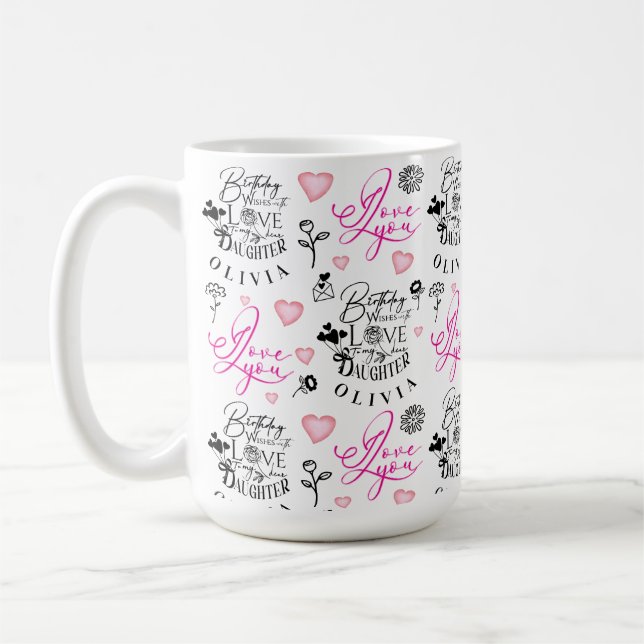 Caneca De Café Best Daughter Birthday Custom Text (Esquerda)