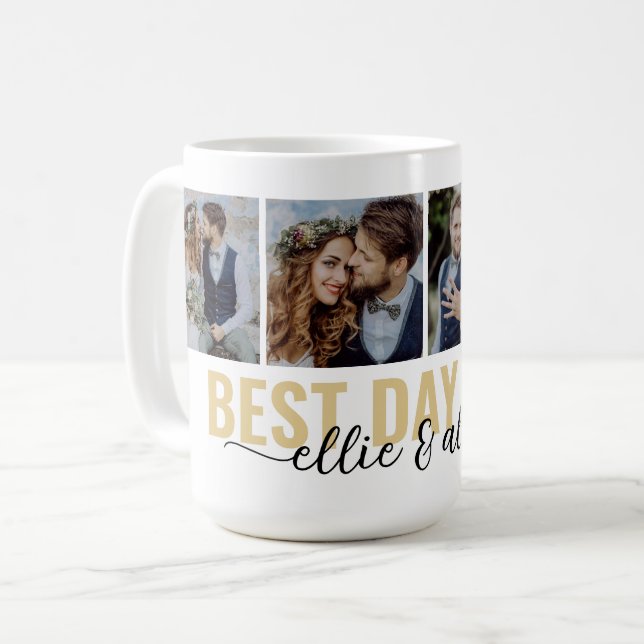 Caneca De Café Best Day Ever Calligraphy Photo (Frente Esquerda)