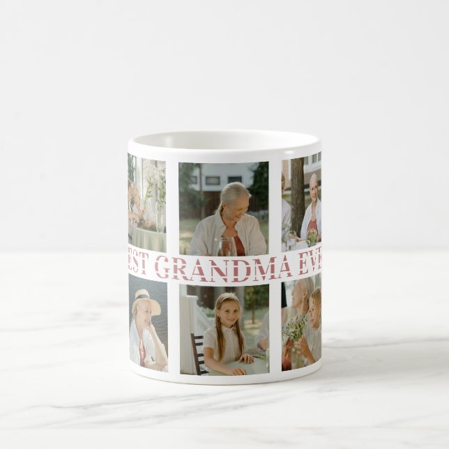 Caneca De Café Best Grandma Ever Photo Collage – Gift with Hearts (Centro)