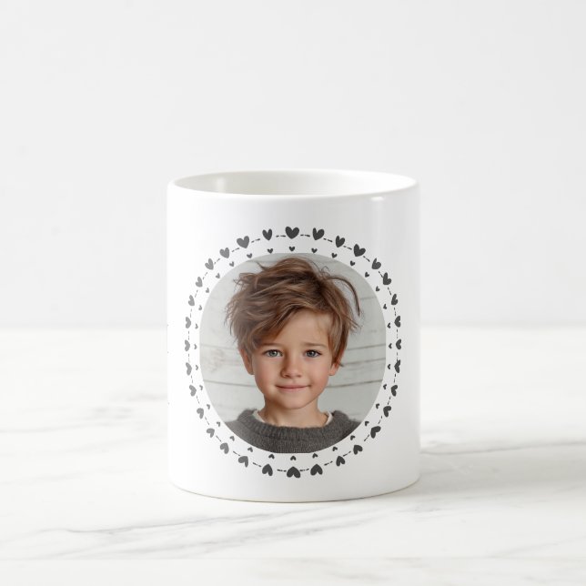 Caneca De Café Best Mom / Dad Ever, Photo & Gray Hearts, Modern  (Centro)