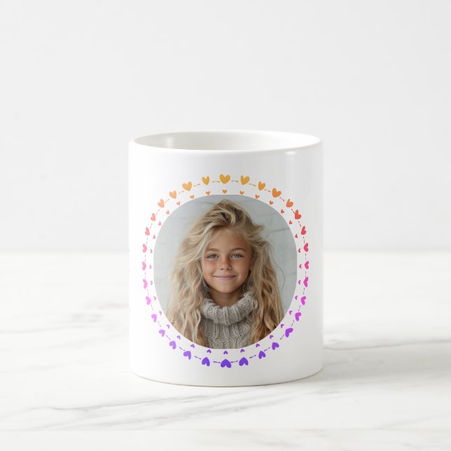 Caneca De Café Best Mom / Dad Ever, Photo & Multi Hearts, Modern  (Centro)