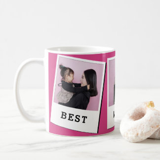 Caneca De Café Best Mom Ever Custom 3 Photo Mug Pink