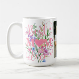 Caneca De Café Best Mom Ever Floral Watercolor Design