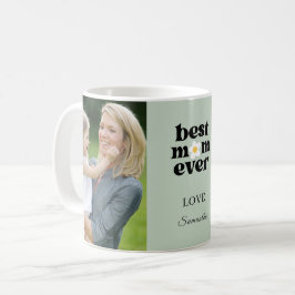 Caneca De Café Best Mom Ever Photo Sage Green Mother's Day