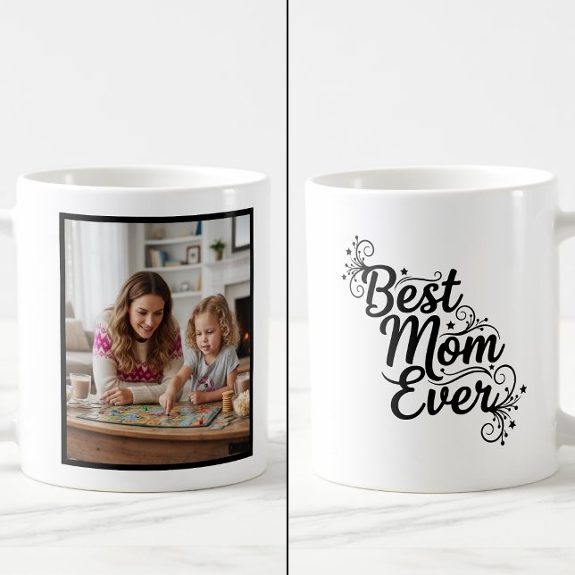 Caneca De Café Best Mom Ever Sparkling Stars 1 Photo Keepsake (Criador carregado)