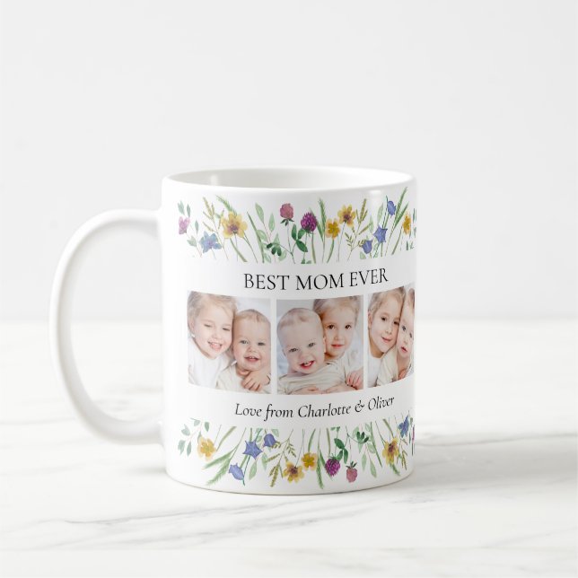Caneca De Café Best Mom Ever Wildflower Photo Mother's Day (Esquerda)