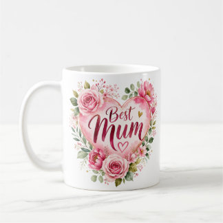 Caneca De Café Best Mum Aquarell Blumenherz Design