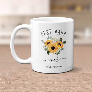 Caneca De Café Best Nana Ever Pretty Rustic Sunflowers