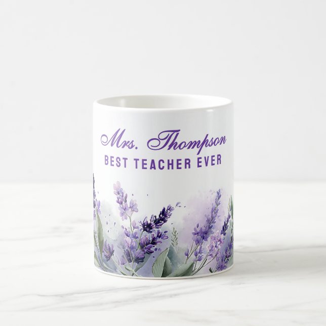 Caneca De Café Best Teacher Appreciation Lavender Spring Floral (Centro)