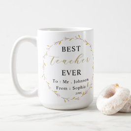 Caneca De Café Best Teacher Ever Mug – Custom Name Sip of Thanks
