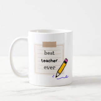 Caneca De Café Best Teacher Ever Mug – Cute Pencil Design Gift fo