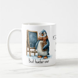 Caneca De Café Best Teacher Ever Winter Penguin Design