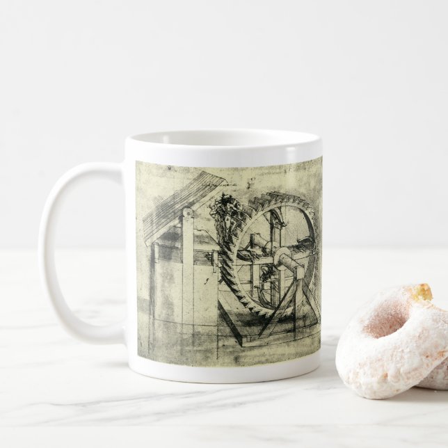 Caneca De Café Besta de Armas de Leonardo da Vinci Impulsionada p (Com Donut)