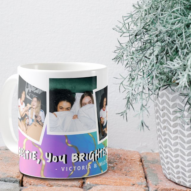 Caneca De Café Bestie 'You Brighten My Life' Foto Do Arco-Íris (Criador carregado)