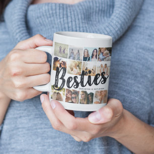 Caneca De Café BESTIES, Colagem de Fotos e Nomes   FCFB