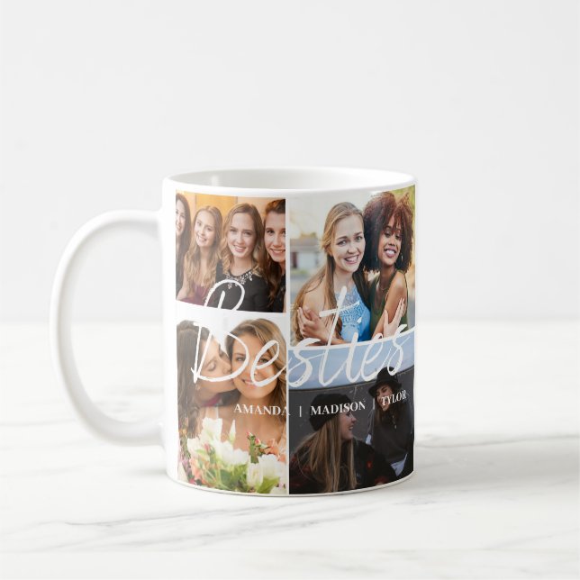 Caneca De Café Besties | Foto de Nomes Personalizados de Melhores (Esquerda)