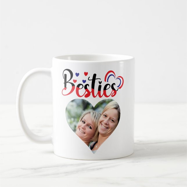 Caneca De Café Besties Mãe Namorados Filha Personalizada Foto (Esquerda)