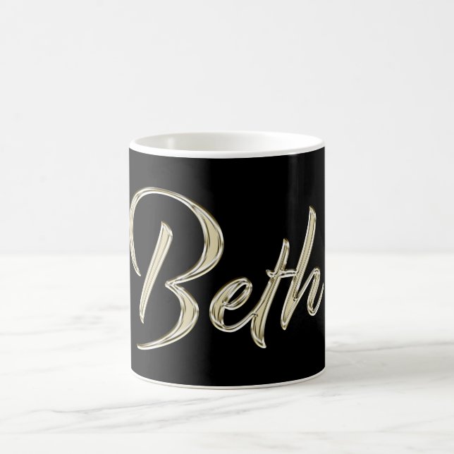 Caneca De Café Beth white gold Handwriting Tasse Kaffeetasse (Centro)