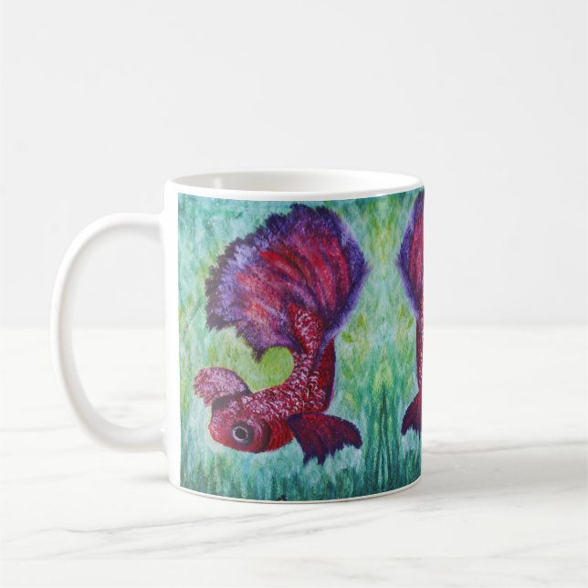 Caneca De Café Betta fish watercolor contemporany art (Esquerda)