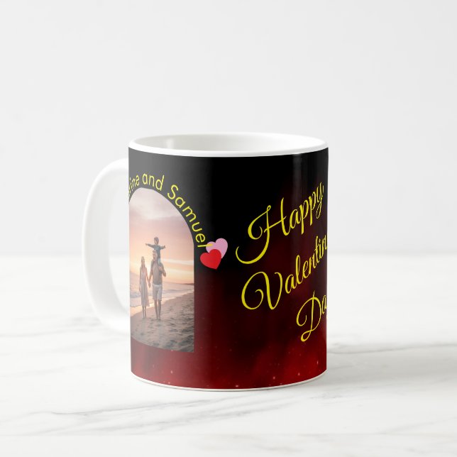 Caneca De Café Better Together Editable Name | Custom Arch Photo (Frente Esquerda)