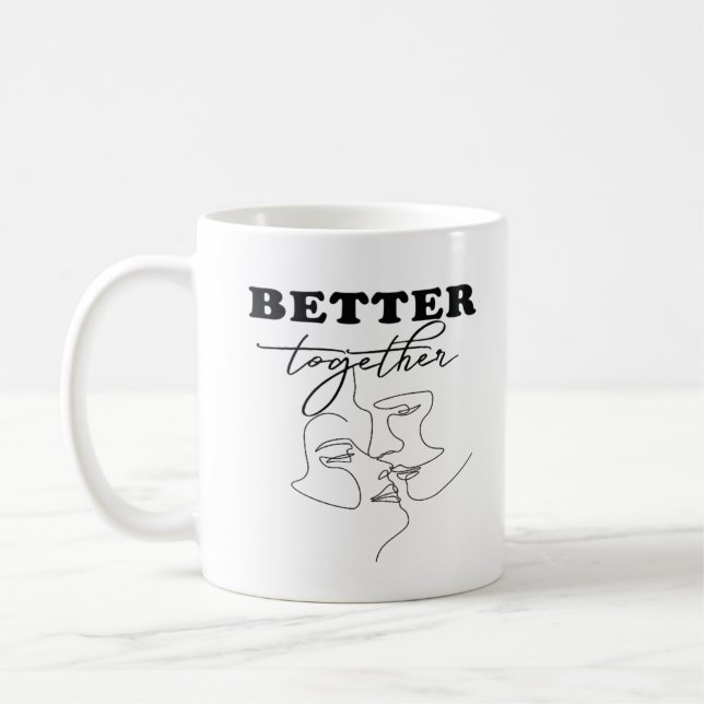 Caneca De Café Better Together Kissing Romantic Design  (Esquerda)