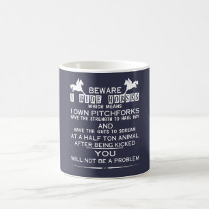 Caneca De Café Beware me montam cavalos