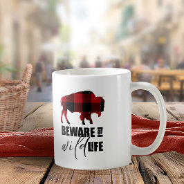 Caneca De Café Beware Wild Life Buffalo, Xadrez ID669
