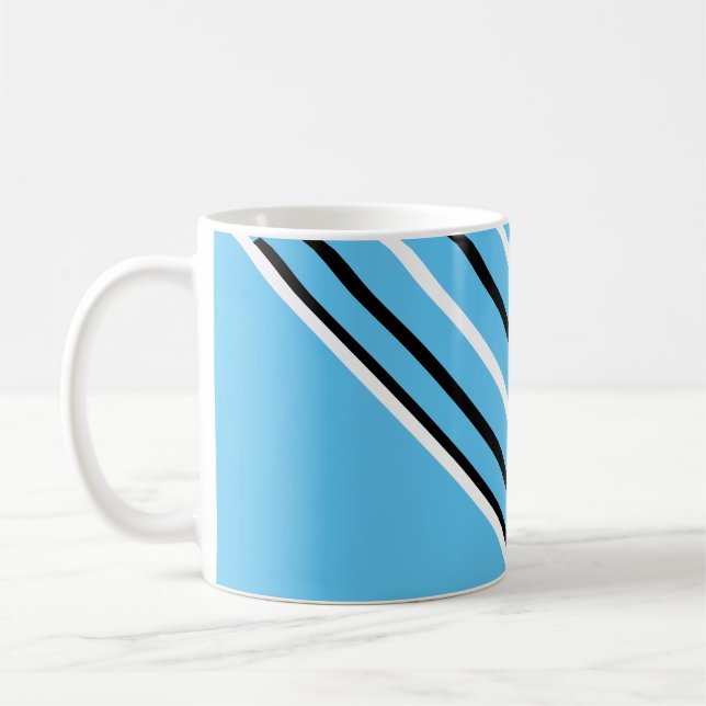 Caneca De Café BG Stripes Padrão branco estreito e preto + fundo. (Esquerda)
