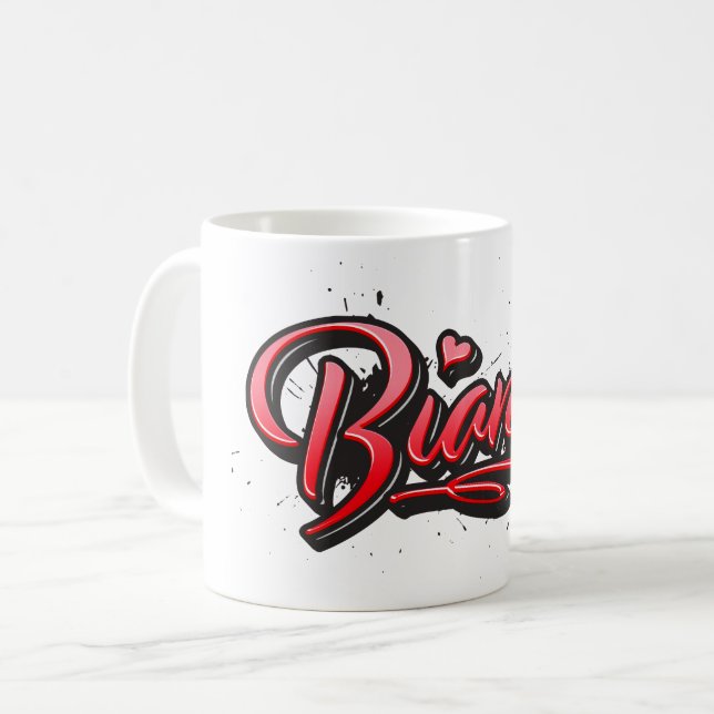 Caneca De Café Bianca red Heart Graffiti Tasse Kaffeetasse (Frente Esquerda)