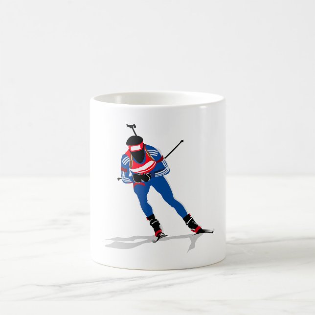 Caneca De Café Biathlon Skier Winter Sports Athlett em ação (Criador carregado)