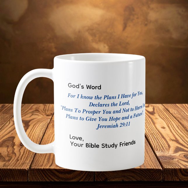 Caneca De Café Bible Verse The Plans- Blue Personalize (Criador carregado)