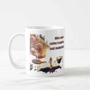 Caneca De Café Bíblia aberta, cafeicultura, despertar a alma