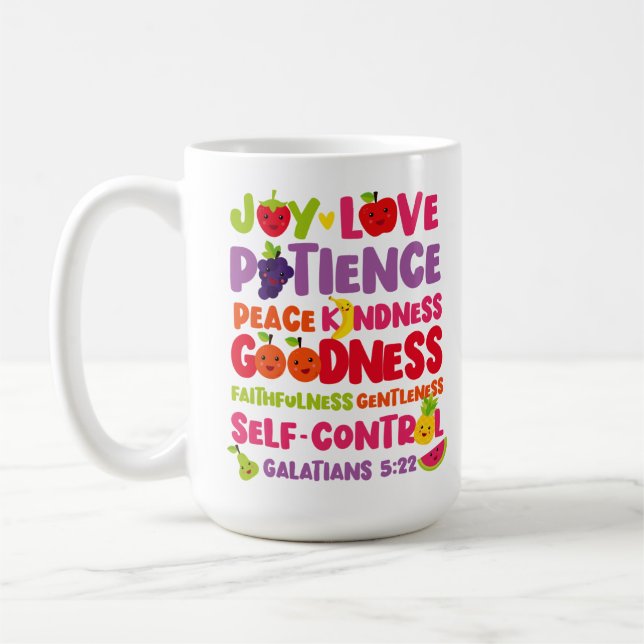 Caneca De Café Bíblia Cristã Versa Fruta Do Espírito (Esquerda)