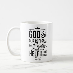 Caneca De Café Bíblia Cristã Verse Psalm 46:1 Deus é o nosso Refú