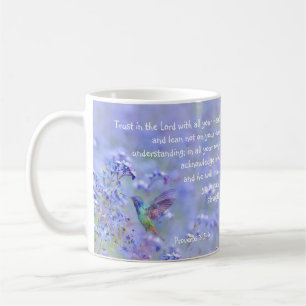Caneca De Café Bíblia Floral do Jardim Azul do HummingbirdEscrit