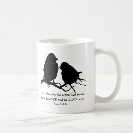 Caneca De Café Bíblia Inspiracional Verso Psalm 118:24 Pássaros