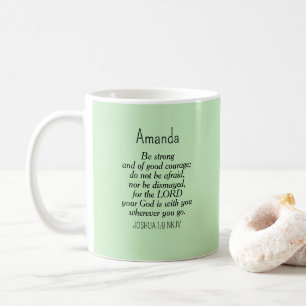 Caneca De Café Bíblia Verde Clara Verso Nome Personalizado
