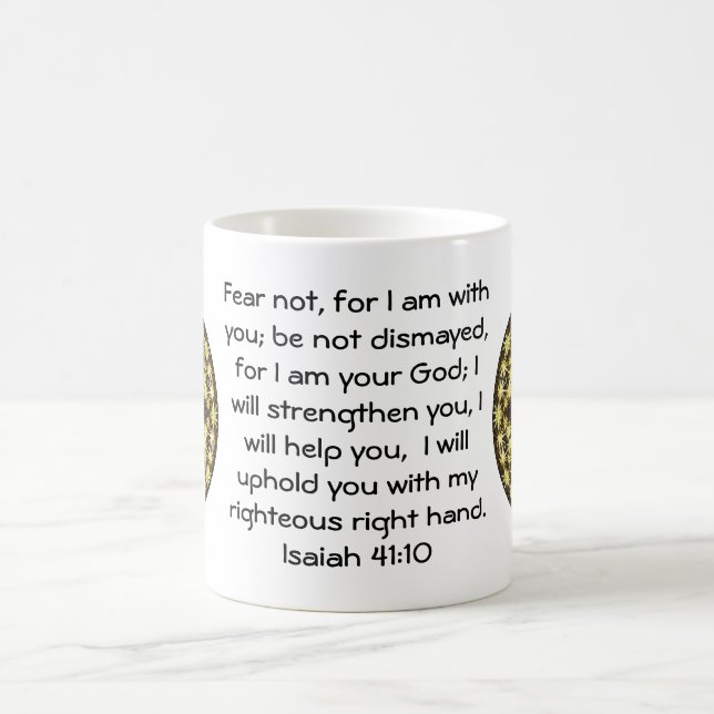 Caneca De Café Bíblia Versa citação Inspiracional Isaiah 41:10 (Centro)