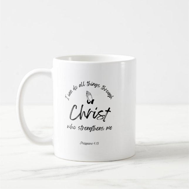 Caneca De Café Bíblia verso, Cristo me fortalece (Esquerda)